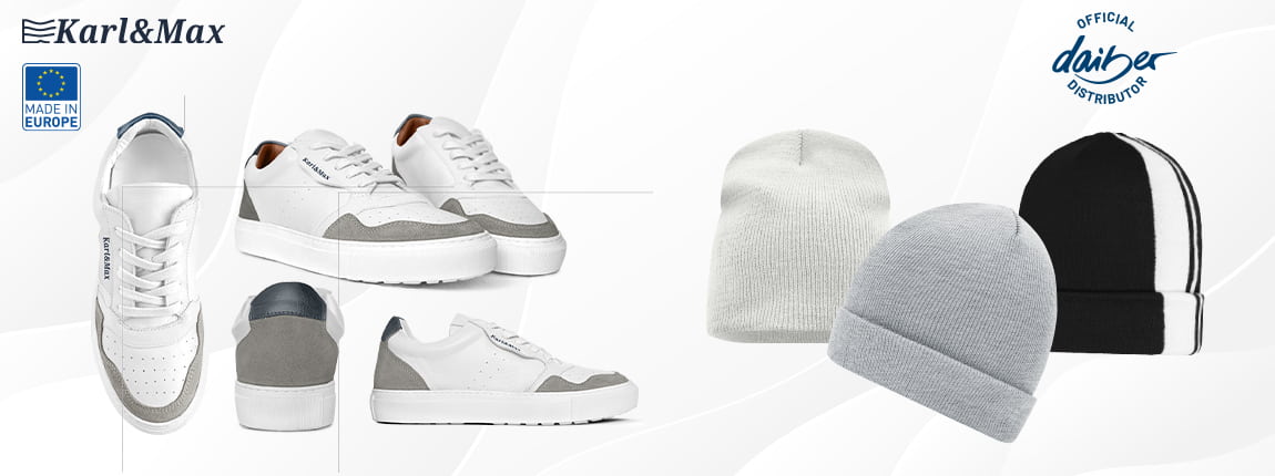 Baskets personnalisées KARL & MAX fabriquées en Europe et bonnets chauds Daiber pour l’automne-hiver