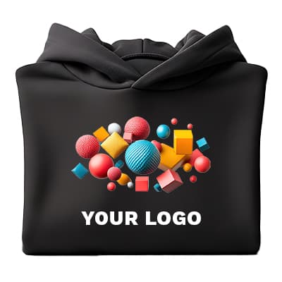 Impression DTF sur hoodie noir publicitaire