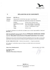 RANGER EU DÉCLARATION CONFORMITÉ 