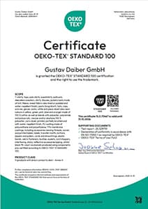 Daiber certificat OEKO-TEX TEXTILE 2026