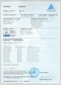 Certificat TUVRheinland peluches 2 de MBW