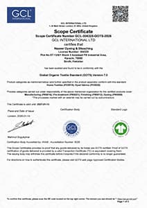 Certificat The one Towelling GOTS 2026