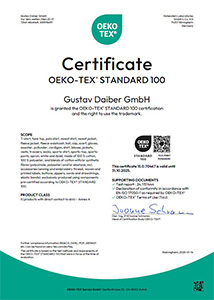 Daiber certificat Oeko-tex Textile