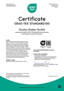 Daiber certificat Oeko-tex Textile Recycl&eacute; 2026
